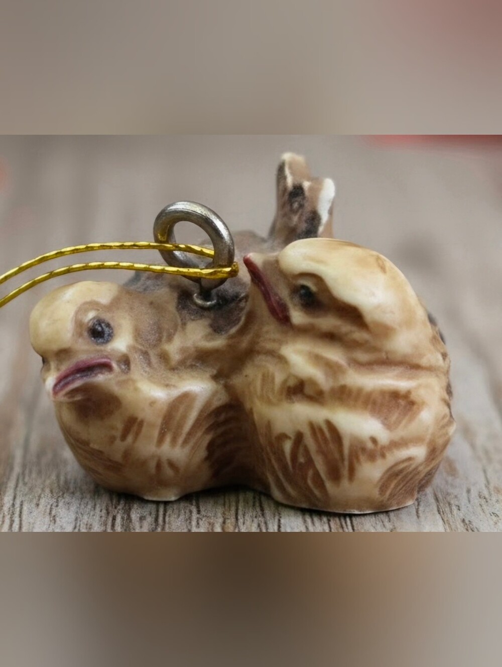 rare vintage Thai sacred salika bird amulet hand-carved bone or ivory.